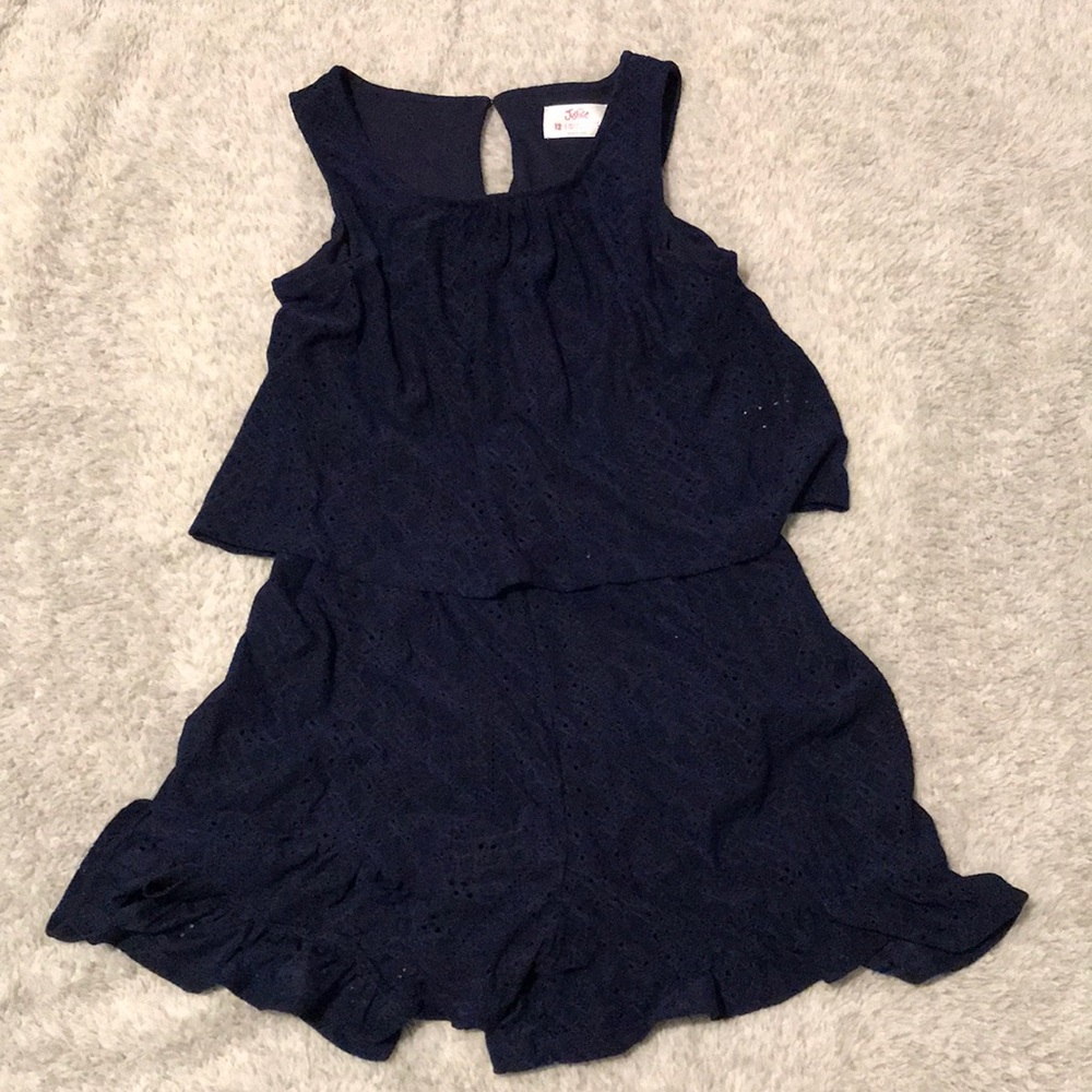 navy blue ruffled romper from Justice